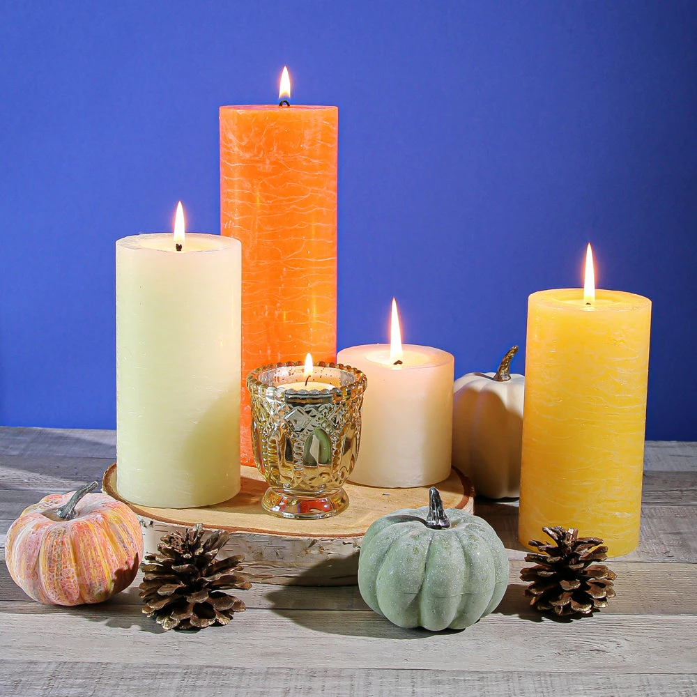 Richland Rustic Pillar Candle 3"x 9" Orange Set Of 6 3 Richland Rustic Pillar Candle 3"x 9" Orange Set Of 6 - Image 3