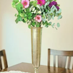Tall Gold Trumpet Vase 23"