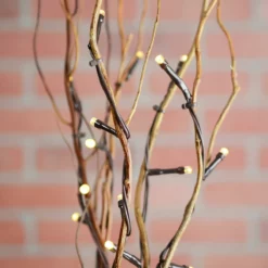 5 Battery Operated Natural Willow Lighted Branches, Warm White, 39" Tall