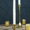 Gold Metal 3.75" Taper Candle Holder, Antique Candlestick