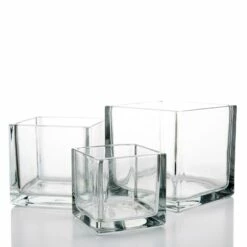 Richland Square Glass Cube Vase Set Of 3 (4"/5"/6")
