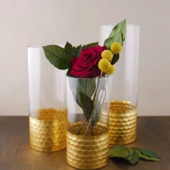 Gold Honeycomb Cylinder Vase 4"x8" -US Gift Sales 2024 cylinder vase honeycomb rt 8 4