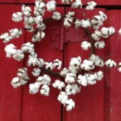 Faux Cotton Boll Wreath 22"