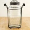 Glass Bottle Honeycomb 6in With Frog Lid