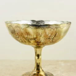 Desiray Glass Compote 7" X 8" Gold