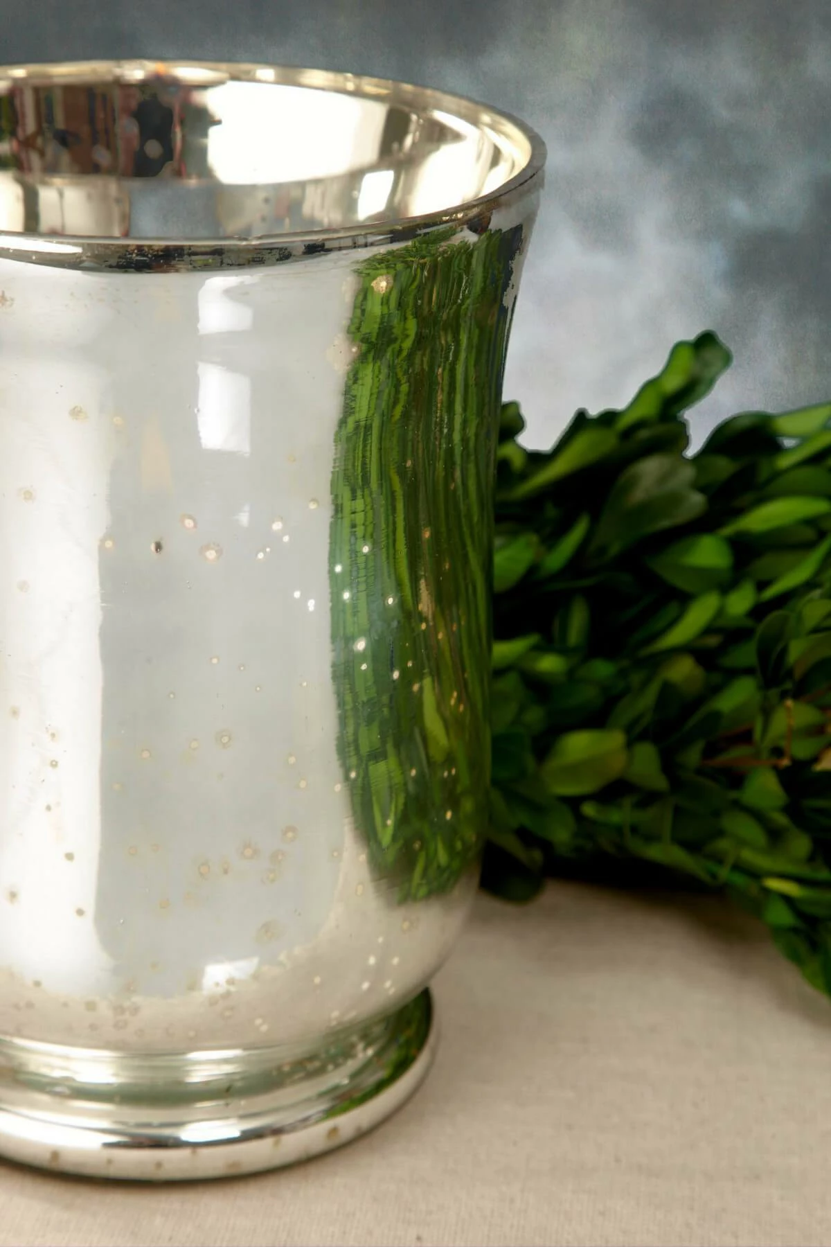 Silver Mercury Glass Hurricane Vase & Candle Holder 6" 3 Silver Mercury Glass Hurricane Vase & Candle Holder 6" - Image 3