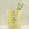 Frosted Gold Glass Hurricane Vase & Candleholder 6"
