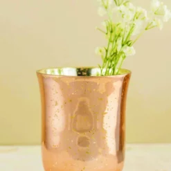 Blush Rose Gold Mercury Glass Hurricane Vase & Candle Holder 6" -US Gift Sales 2024 mercury glass hurricane vase rose gold 1