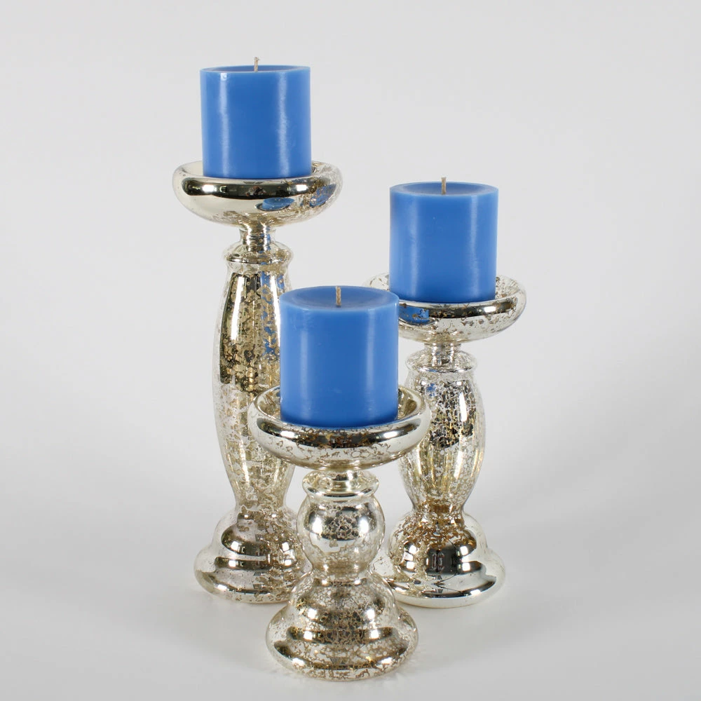 Eastland Unique Mercury Glass Pillar Candle Holder Set Of 3 2 Eastland Unique Mercury Glass Pillar Candle Holder Set Of 3 - Image 2