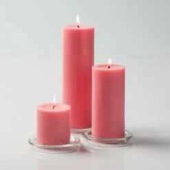Richland Pillar Candles 3"x3", 3"x6" & 3"x9" Pink Set Of 12