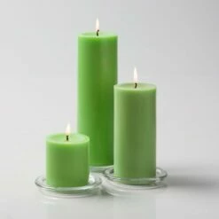 Richland Pillar Candles 3"x3", 3"x6" & 3"x9" Green Set Of 36