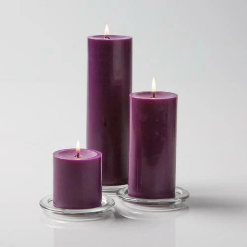 Richland Pillar Candles 3"x3", 3"x6" & 3"x9" Purple Set Of 3 1 Richland Pillar Candles 3"x3", 3"x6" & 3"x9" Purple Set Of 3