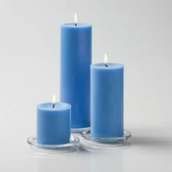 Richland Pillar Candles 3"x3", 3"x6" & 3"x9" Light Blue Set Of 36