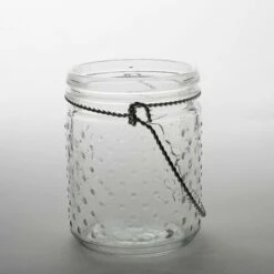 Eastland 5.1" Hanging Dotted Glass Jar With Handle Set Of 12