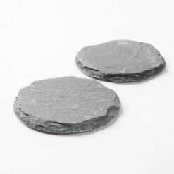 Richland Round Natural Slate Coaster 4" Set Of 12