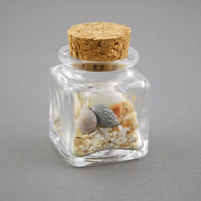 Mini Glass Bottle Square With Cork 1.4oz (Pack Of 24) 1 Mini Glass Bottle Square With Cork 1.4oz (Pack Of 24)