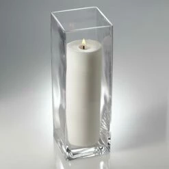 Richland Pillar Candle 9" & Eastland Square Holder 12" Set Of 12