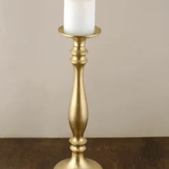 Pillar Candle Holder Gold 15.5in