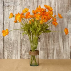 12 Orange Poppy Flowers Silk Flowers -US Gift Sales 2024 poppy spray orange 23 1