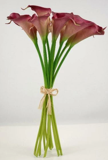 Natural Touch Dark Fuchsia Calla Lily Bouquet 14" 1 Natural Touch Dark Fuchsia Calla Lily Bouquet 14"
