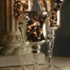 Silver Mercury Glass Pedestal Candle Holders With Twisted Stems Set Of 3