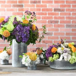 Norah Corrugated Zinc Vase 7" -US Gift Sales 2024 vase metal corrugated norah 7 25in A